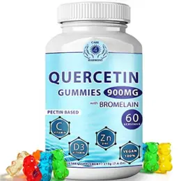 Quercetin Gummies - Quercetin with Bromelain Vitamin C + Zinc Vitamin D3 â Chewable Quercetin 900mg Supplements - Quercetin for Kids and Adults (1)