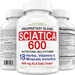 Sciatica Supplement with 600 mg Alpha Lipoic Acid - Sciatic Nerve Support Formula for Lower Back, Hip, Lumbar, Leg, Foot Turmeric Curcumin 2000 - Maximum Strength Natural Nerve Vitamins - 120 Pills