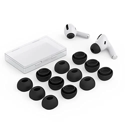 [6 Pairs] Replacement Ear Tips for Airpods Pro and Airpods Pro 2nd Generation with Noise Reduction Hole,with Portable Storage Box Fit in The Charging Case (6 Pairs Black Sizes S/M/L)