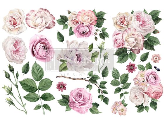  Rub On Transfers â No Water Transfer â DELICATE ROSES â ReDesign with Prima â Decor Transfer â Small Transfers Furniture