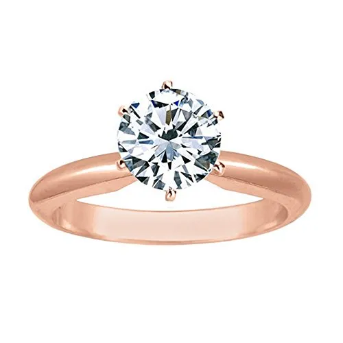 1/2 Carat Round Cut Diamond Solitaire Engagement Ring 14K White Gold 6 Prong (J-K, I2, 0.50 c.t.w) Very Good Cut