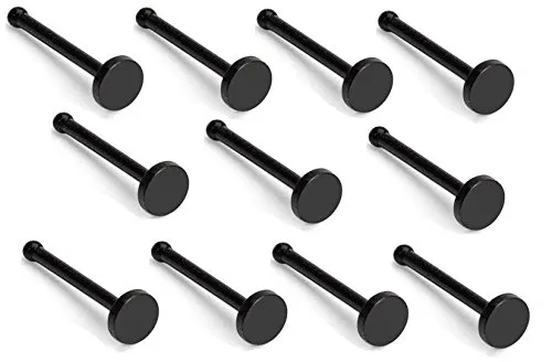 10 Pieces - 20G Bioflex Black Nose Stud 2 mm Top Retainer, Metal Free, Allergy Free