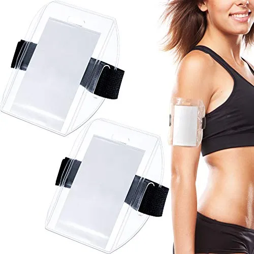 10 Pieces Arm Badge Holder Armband ID Card Badge Holder with Hook and Loop Fastener Clear Name Tag Holder, Universal Size