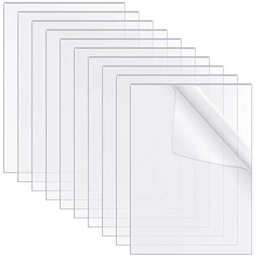 10 Pieces Transparent Acrylic Sheets 6 x 4 Inches Clear Acrylic Sheets for Picture Frame Glass Replacement Calligraphy Painting, 0.08 Inch Thick