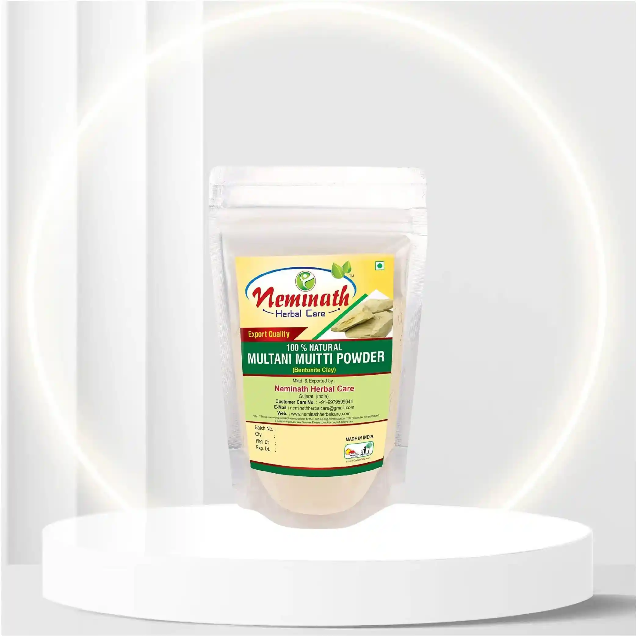 100% Natural Multani Mitti Powder to REMOVE SUN TAN NATURALLY (FULLERS EARTH) (0.22 lb)/3.5 ounces)