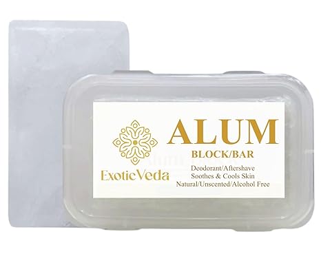 100% Pure Alum Block â Potassium Alum Crystal Stone | Natural, Unscented Deodorant & Aftershave | Soothes Razor Burn, Stops Bleeding, Non-Staining, Alcohol-Free
