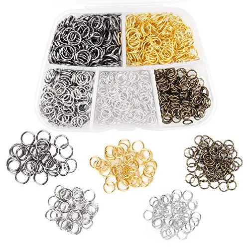 1000 PCS Open Jump Rings with Storage Box, Mixed Colours Jump Rings for Jewelry Making Supplies, Earring Making Findings, and Necklace Bracelets Repair
