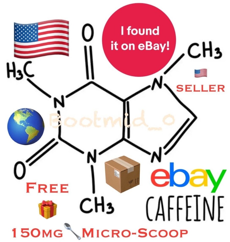 100%CAFFEINE anhydrous Powder. 4oz., TAKE A BUMP! Energy Now. Power. Pure 99.9%