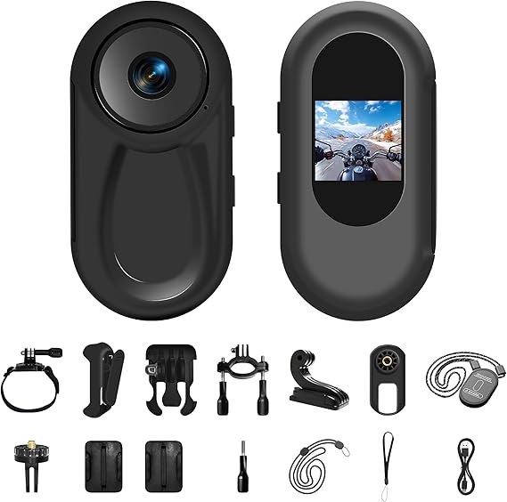 1080P Mini Body Camera,64G Wearable Action Body Cam,Thumb Size Hands Free One-Click Filming Body Worn Camera with 360Â°Rotatable Clip for Work, Travel, Pet Walking