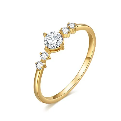 14K Gold Plated Sterling Silver Cubic Zirconia Simulated Diamond Stackable Ring Eternity Bands for Women Girls Teens (yellow - gold plated, 10)