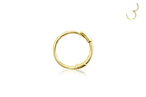 14K Solid Gold Jewelry 10mm Open Round Circle Tragus Cartilage Snug Inner Outer Conch Daith Helix Ear Segment Clicker Huggie Hoop Ring Piercing Earring For Women