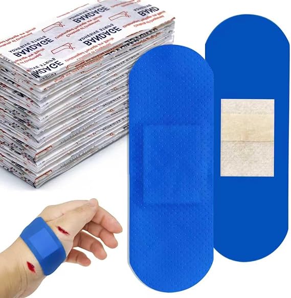 150 Pcs Blue Fabric Food Service Metal Detectable Bandages 3