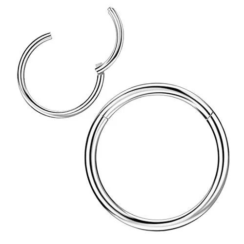 16 Gauge Hoop Nose Rings for Women Men Silver Nose Ring Hoop Surgical Steel Nose Hoop Hypoallergenic Body Piercing Rings for Septum Cartilage Helix Conch Rook Tragus Lobe Lip 16g Hoops 13mm Nose Hoop