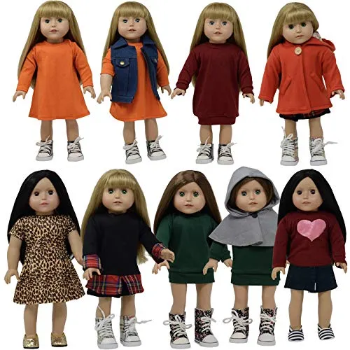 18 Inch Doll Clothes Dress and Doll Accessories (Winter Clothing Set)