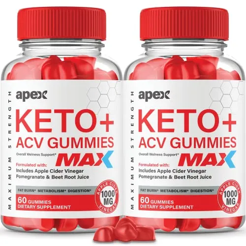 (2 Pack) Apex Keto ACV Gummies, Max Strength, Apex Keto Gummies Advanced Plus ACV Apple Cider Vinegar (120 Gummies)