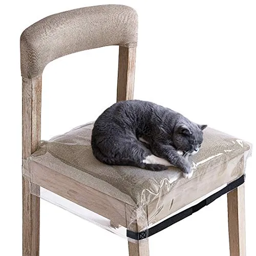 2 Pack Clear Plastic Dining Chair Covers, Reusable Thickened Soft PVC Seats Protector, Double-Sided Adjustable Waterproof Chairs Slipcover