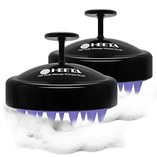 2-Pack Hair Scalp Massager Shampoo Brush, Heeta Wet and Dry Hair Scalp Brush with Soft Silicone (Black & Black)