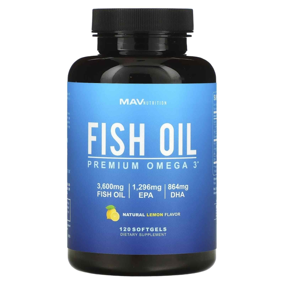 2 X MAV Nutrition, Fish Oil, Premium Omega 3, Natural Lemon, 120 Softgels