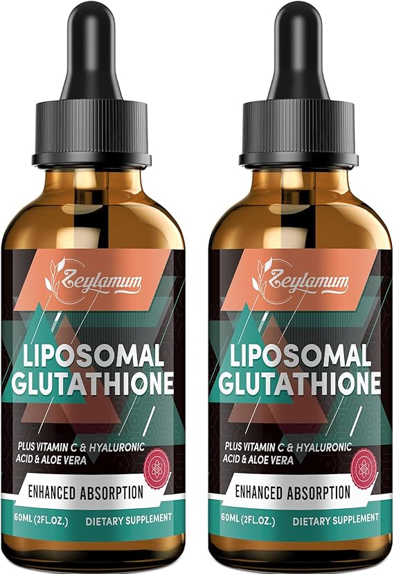 2000MG Liposomal Glutathione Liquid Drops, Ultra High Absorption, Natural Detoxification, Immune System & Skin Support*, L-Glutathione, Vitamin C & Hyaluronic Acid, Capsules Alternative, 4.05 OZ