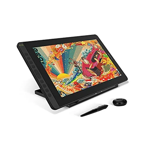 2021 HUION KAMVAS 16 Graphics Drawing Tablet with Screen Full-Laminated Android Support Graphic Monitor w/ 8192 Level Pressure Battery-Free Stylus Tilt 10 Hot Keys Adjustable Stand, 15.6
