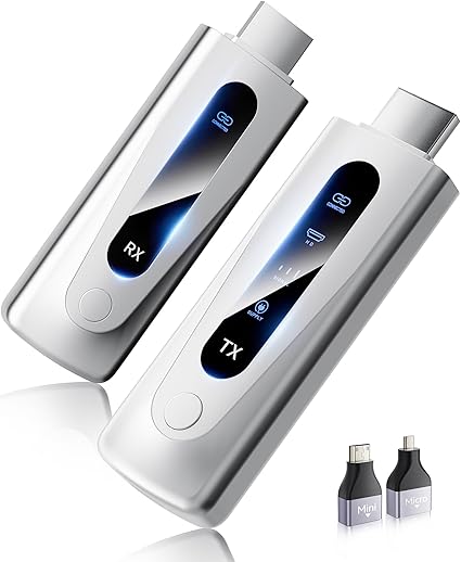 2025 Upgraded Wireless HDMI Transmitter and Receiver 328FT/100M, LED Display, 4K Decode 1080P@60Hz Ultra HD Video Output, Plug&Play 5G+2.4G for Video and Audio to Monitor from PC/Projector/TV Box