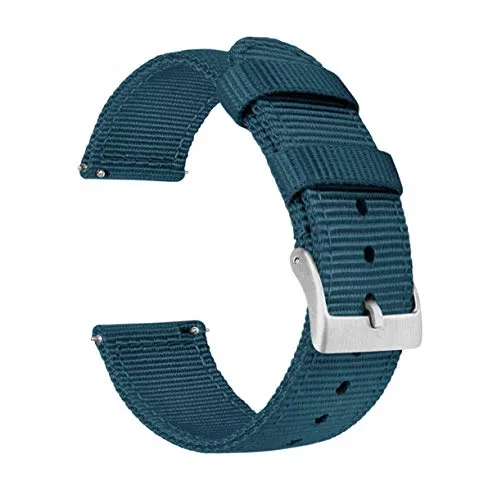 20mm Steel Blue - Two-Piece Military Style Ballistic Nylon Watch Straps with Integrated quick release spring bars - BARTON Watch Bands- Comfortable fit - Fits wrists 5