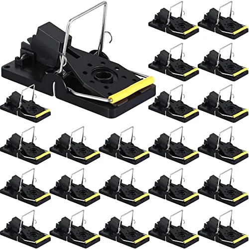 24 Pcs Mouse Traps Black Plastic Mice Trap House Indoor Rat Trap Quick Effective Safe Mouse Traps for Warehouse Garden Kitchen 3.86 x 1.81 x 2.17 Inch