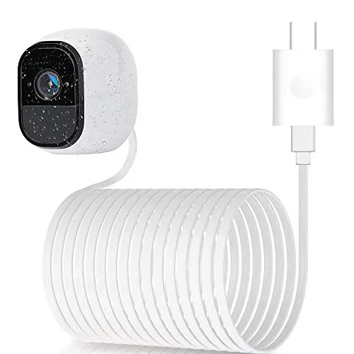 25 Feet Right Angled Weatherproof Micro USB Power Cable with QC 3.0 Charger Brick,Power Supply Adapter and Charging Cord,Outdoor Quick Charger Compatible for Arlo Pro,Arlo Pro 2