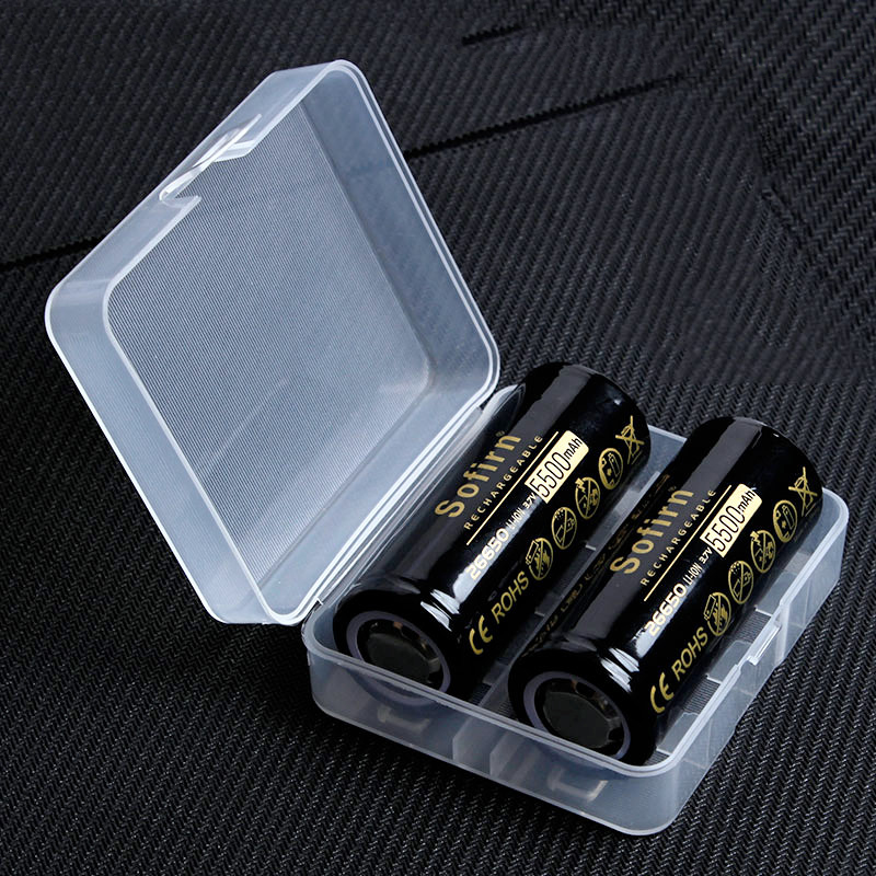2Pcs Sofirn 3.7V 5500mAh Protected Rechargeable 26650 Battery With Storage Case