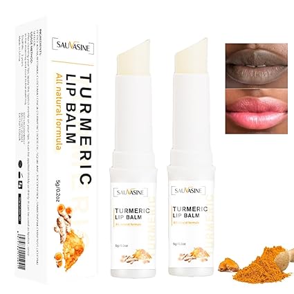 2PCS Turmeric Lip Scrub for Dark Lips, Moisturizing Lip Blam for Smokers, Exfoliating Lip Blam, Dark Lips Corrector Cream, Lip Exfoliator Scrub for Lip Softening & Hydration, Fade Lip Lines