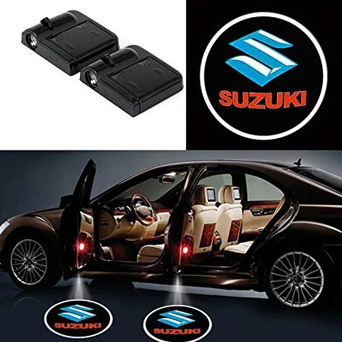 2Pcs Wireless Universal Car Projection LED Projector Door Shadow Light Welcome Light Laser Emblem Logo Lamps Kit No Drilling Required for Suzuki