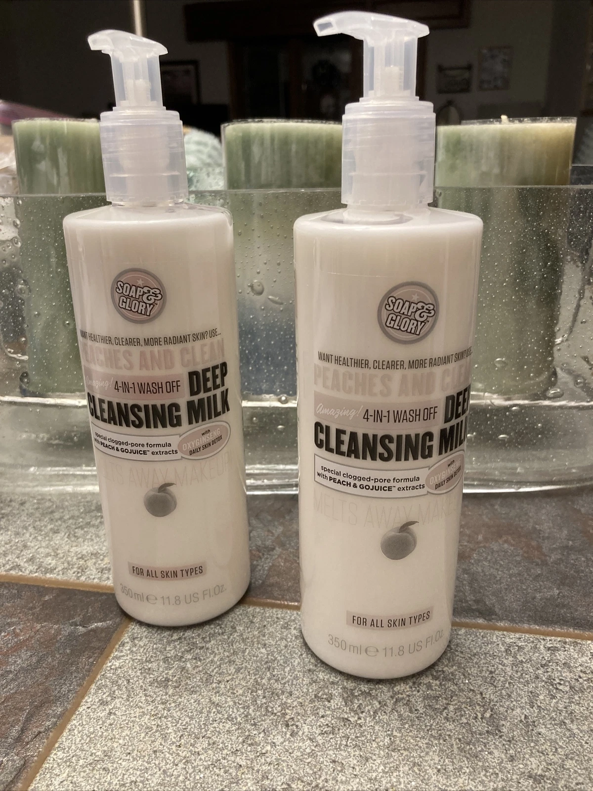 2)SOAP & GLORY PEACHES AND CREAM 4IN1 WASH OFF DEEP CLEANSING MILK SKIN DETOX