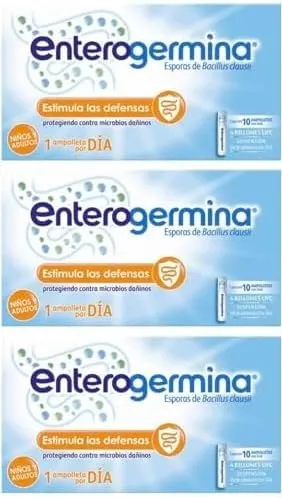 3 Pack Ente rogermina ProbiÃ³ticos | 4 Billones de UFC | Libre de Gluten y AzÃºcar | 3 Cajas de 10 Ampolletas CADA UNA | Alivia Diarrea, Restaura y Protege La Flora Intestinal | para NiÃ±os y Adultos