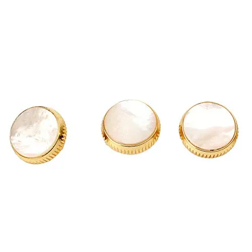 3 Pieces Trumpet Buttons Cap Gold Plated White Shell fit for Trumpet Finger Button Replacement and Repairing