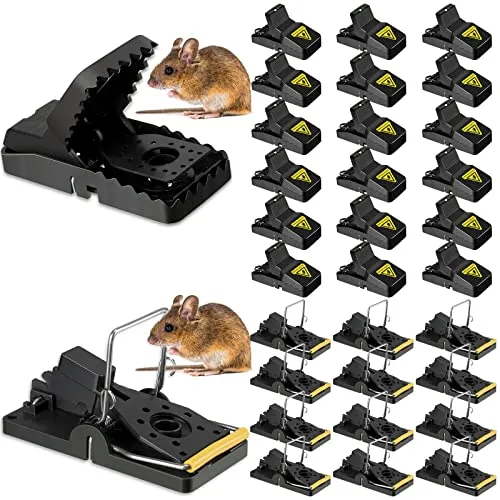 30 Packs Mouse Trap Small Quick Effective Mice Trap Catcher Sanitary Safe Black Plastic Rat Trap Iron Reusable Pest Control Traps for Indoor Outdoor House