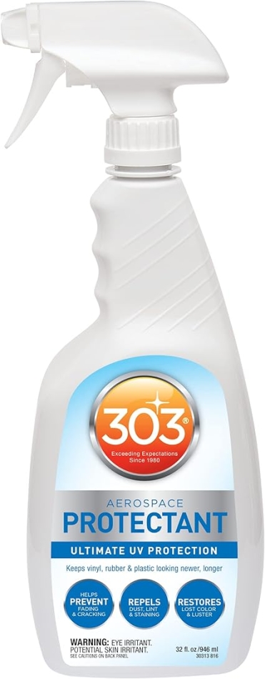 303 Products Aerospace Protectant Spray, UV Protection for Outdoor Surfaces â Protects Vinyl, Plastic & Rubber, Repels Dust & Dirt, Matte Finish, 32 oz