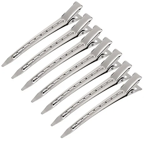 3.5 Inches Duck Bill Hair Clips Metal Alligator Curl Clips Sectioning Clips with Holes (24 Pieces)
