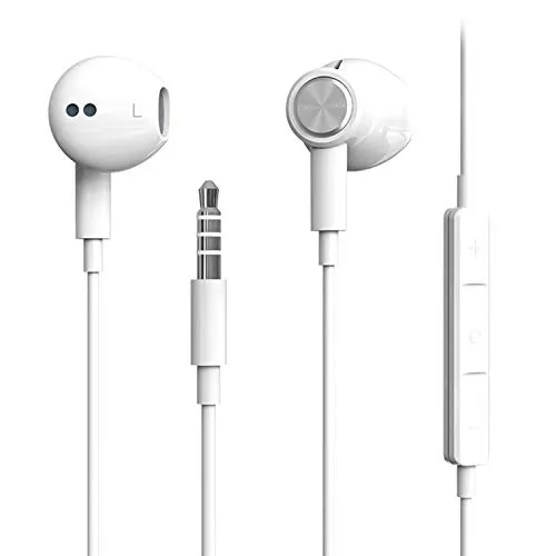 3.5mm Headphones Magnetic in-Ear Stereo Earphones, with Microphone Noise Isolating Compatible with iPhone 6s/ 6 Plus/SE Pad/Pod 7/Samsung,Earphones for All 3.5mm Interface Devices (White)