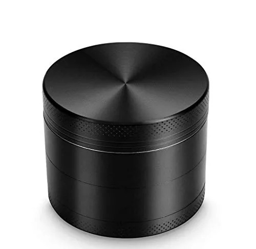 4-layer Flat Zinc Alloy Grinder, Metal Flat Grinding Tobacco / Spices / Vanilla Grinder (Black)