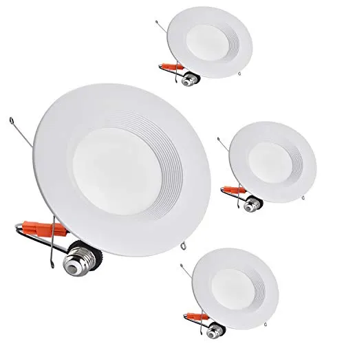 4 Pack 5/6 Inch LED Recessed Lights, 15W 5000K Daylight White, LED Can Lights, Dimmable Retrofit LED Recessed Lighting, Baffle Trim, LED Downlight, Energy Star & ETL-Listed (4 Pack)
