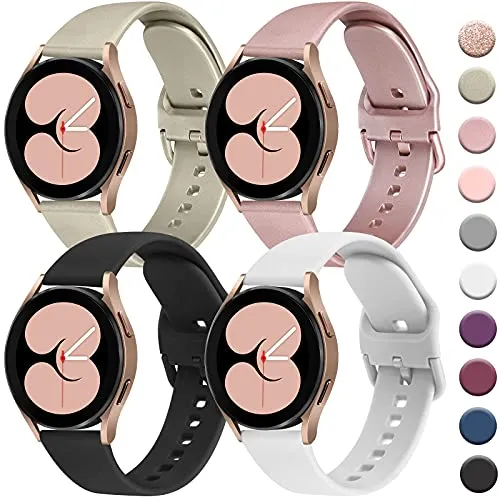 4 PACK Bands Compatible with Samsung Galaxy Watch 4 Band 40mm 44mm, Galaxy Watch 4 Classic Band 42mm 46mm, 20mm Adjustable Silicone Sport Strap Replacement Band for Galaxy Watch 4 Women Men (4Pack C)