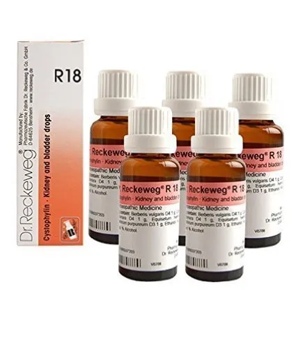 5 x Dr.Reckeweg-Germany R18- Kidney And Bladder Drops.