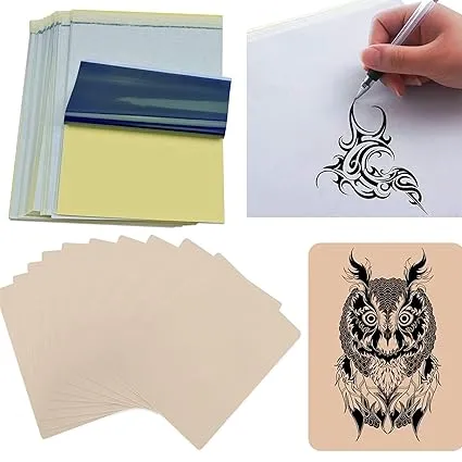 50pcs Blank Tattoo Practice Skin and Transfer Paper Kit Include 10pcs Fake Skins and 40pcs Tattoo Stencil Paper for Beginners and Experienced Artists(40pcs paper+10pcs skin)
