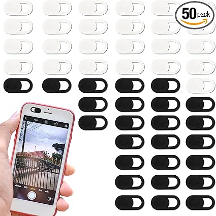50PCS Webcam Cover Slide, 0.023 Inch Ultra-Thin Universal Web Camera Cover for Laptop, Computer, Phone Secure Privacy with Smooth-Sliding Camera Cover(Black+White)