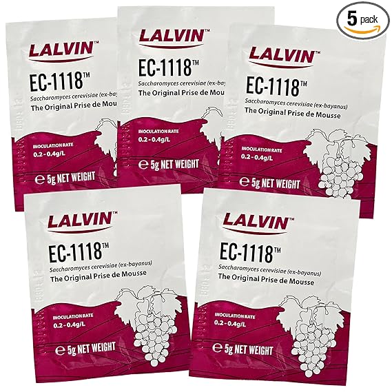5x Lalvin EC-1118 Champagne Yeast 5g Sachet