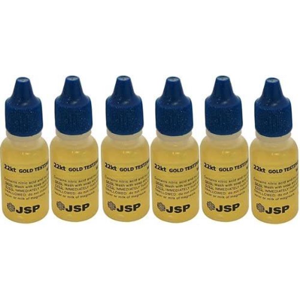 6 Bottles 22K Gold Metal Test Acid Karat Testing Liquid Solution Jewelry Tester