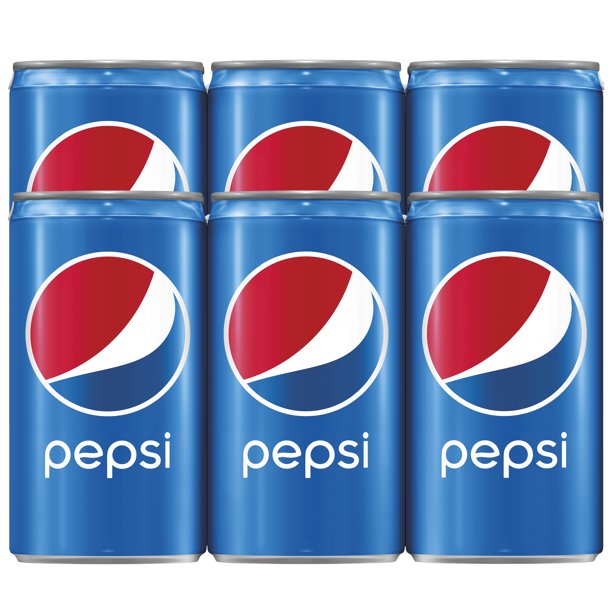 (6 Cans) Pepsi Cola Soda Mini Cans, 7.5 fl oz
