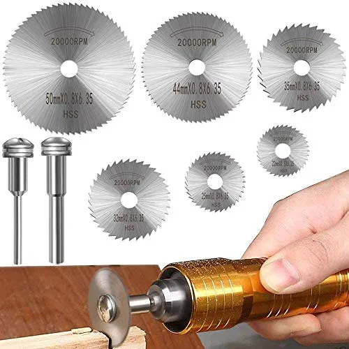 6 Pcs Rotary Drill Saw Blades, Steel Saw Disc Wheel Cutting Blades with 1/8