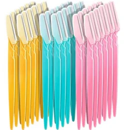 60 Pieces Eyebrow Razor Shaper Trimmer Shaver Women Facial Razor with Precision Cover (Pink, Blue, Yellow)