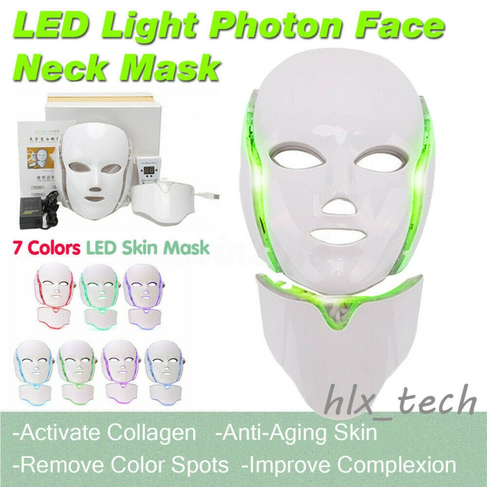 7 Color LED Light Photon Face Neck Mask Rejuvenation Skin Facial Therapy Wrinkle